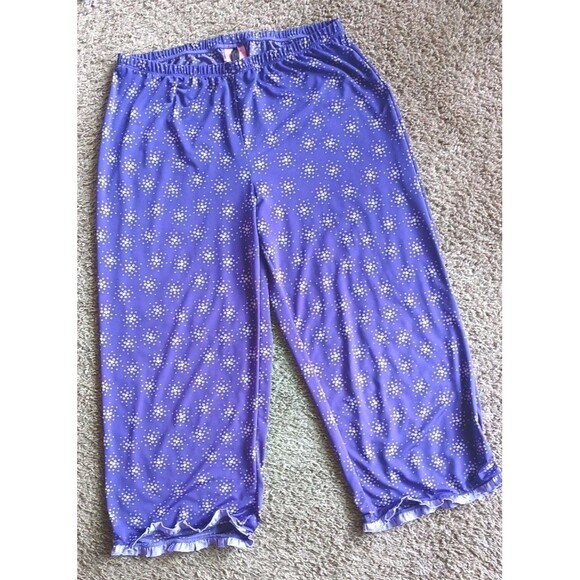 Jenni Women's 2-Piece Pajama Set Size Medium Purple Green Heart Print Tank Capri - Picture 3 of 6